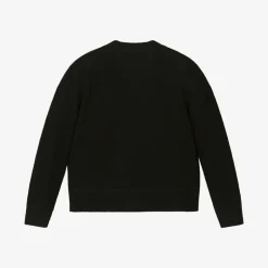 Black Wool Knit Baby Cardigan