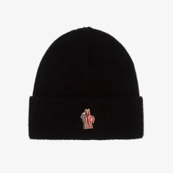 Black Wool Knit Beanie Hat