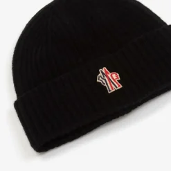 Black Wool Knit Beanie Hat