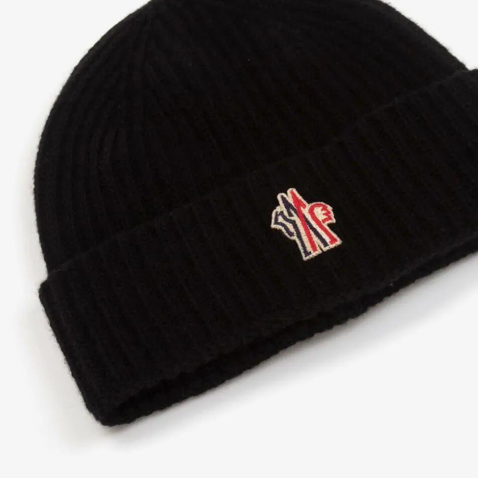Black Wool Knit Beanie Hat