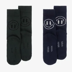 Blue & Green Cotton Knit Socks (2 Pack)