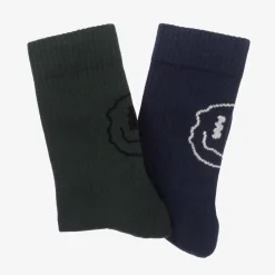 Blue & Green Cotton Knit Socks (2 Pack)