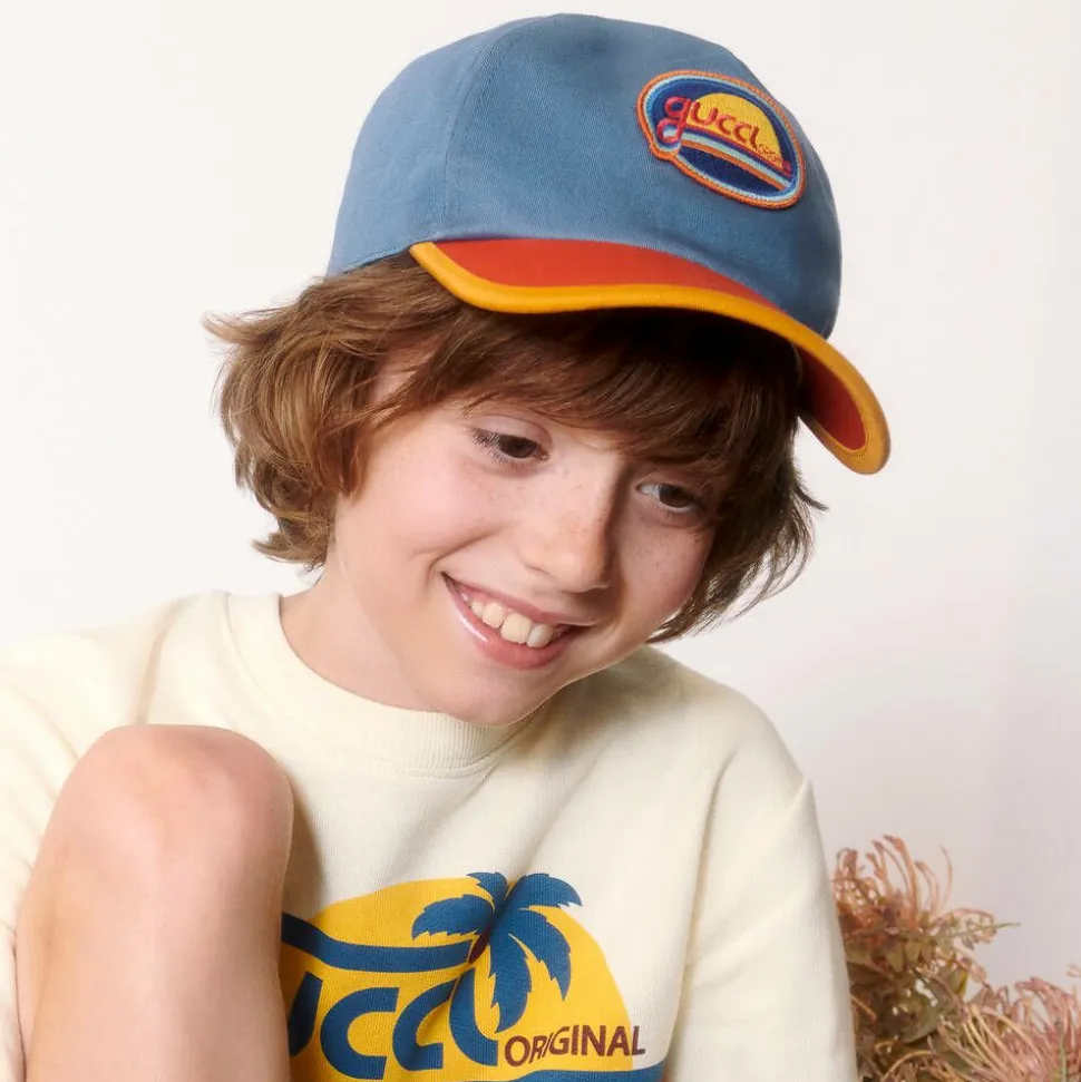 Blue & Orange Cotton Canvas Cap