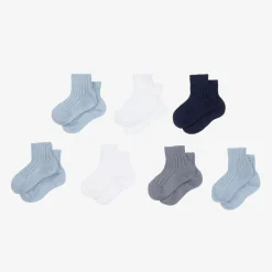 Blue & White Baby Socks Gift Set (7 Pack)