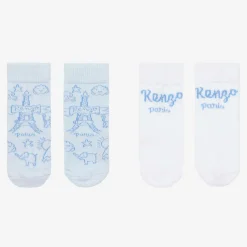 Blue & White Cotton Baby Socks (2 Pack)