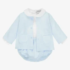 Blue & White Shorts Set