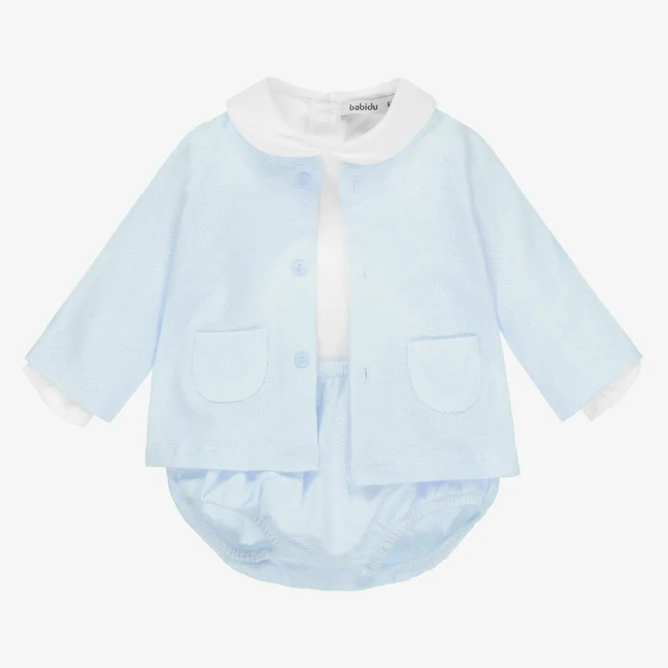 Blue & White Shorts Set