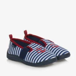 Blue & White Striped Slippers