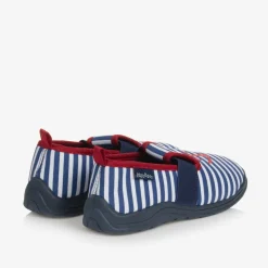 Blue & White Striped Slippers