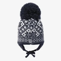 Blue Alice Knitted Large Pom-Pom Beanie