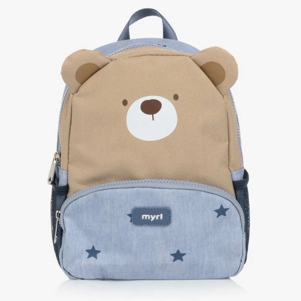 Blue & Beige Bear Backpack (25cm)