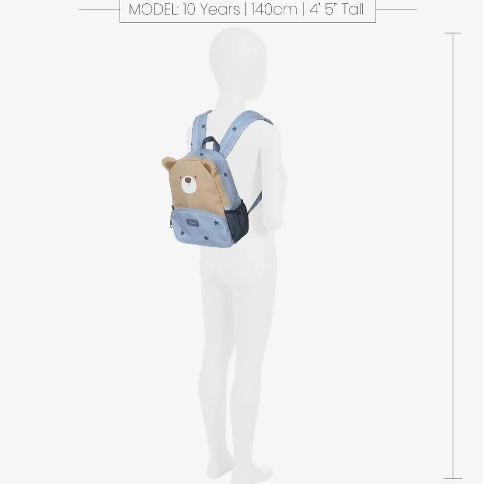 Blue & Beige Bear Backpack (25cm)