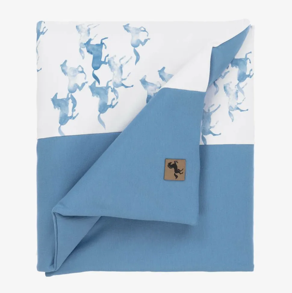 Blue & White Cotton Padded Blanket (88cm)