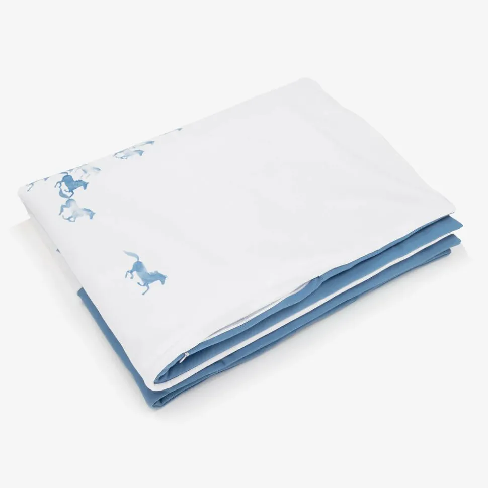 Blue & White Cotton Padded Blanket (88cm)
