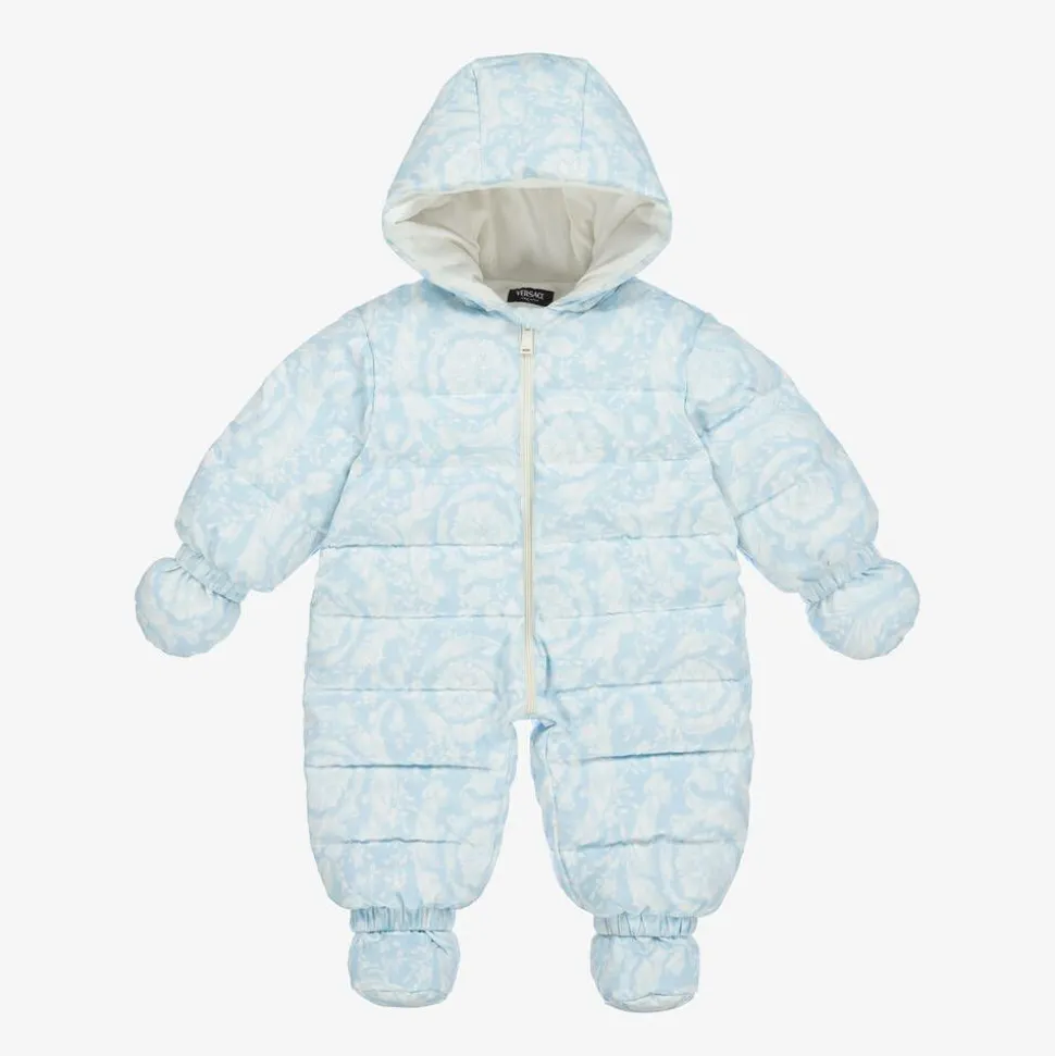 Blue Barocco Down Baby Snowsuit