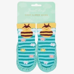 Blue Bee Slipper Socks