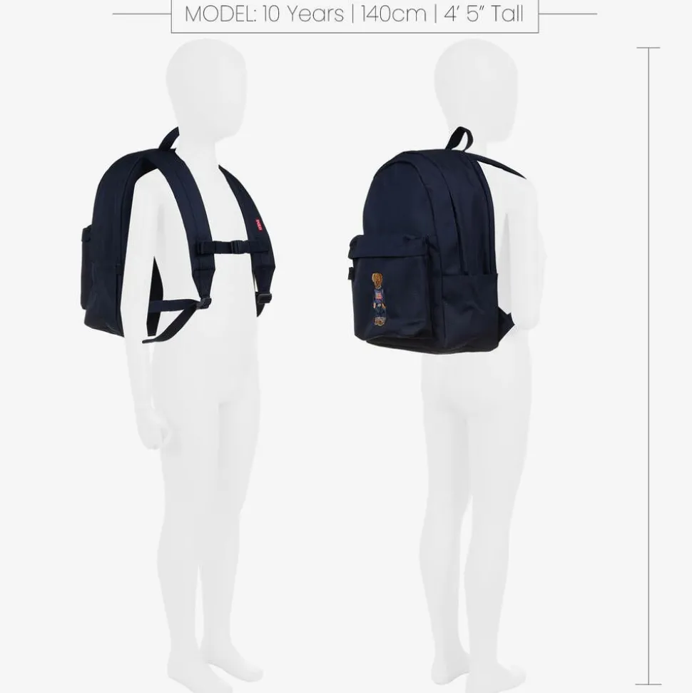 Blue Canvas Polo Bear Backpack (44cm)