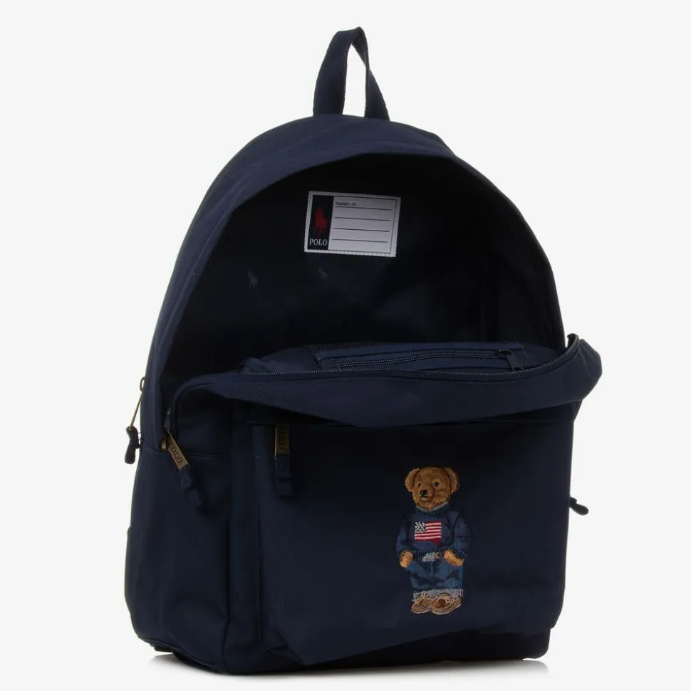 Blue Canvas Polo Bear Backpack (44cm)