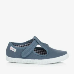 Blue Canvas T-Bar Shoes