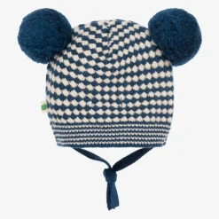 Blue Check Wool & Organic Cotton Hat