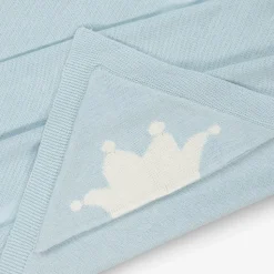 Blue Cotton & Cashmere Hooded Blanket (95cm)