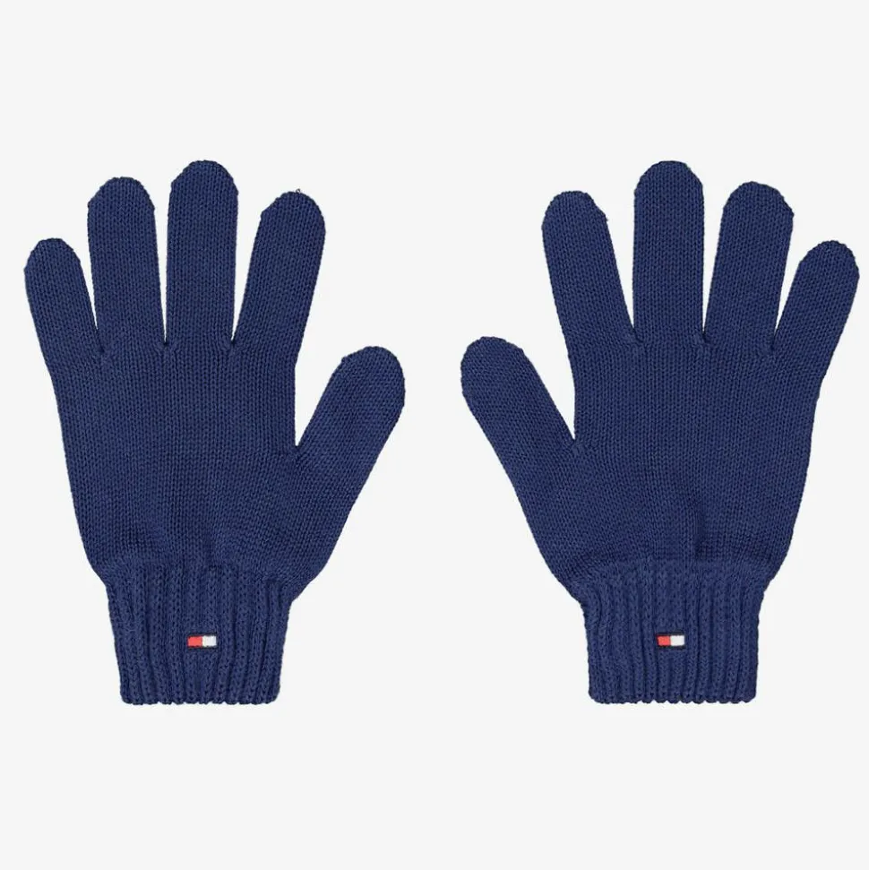 Blue Cotton Knit Flag Gloves