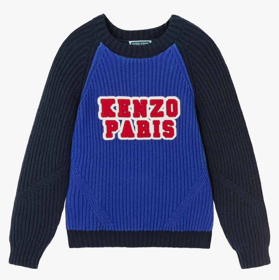 Blue Cotton Knit Sweater