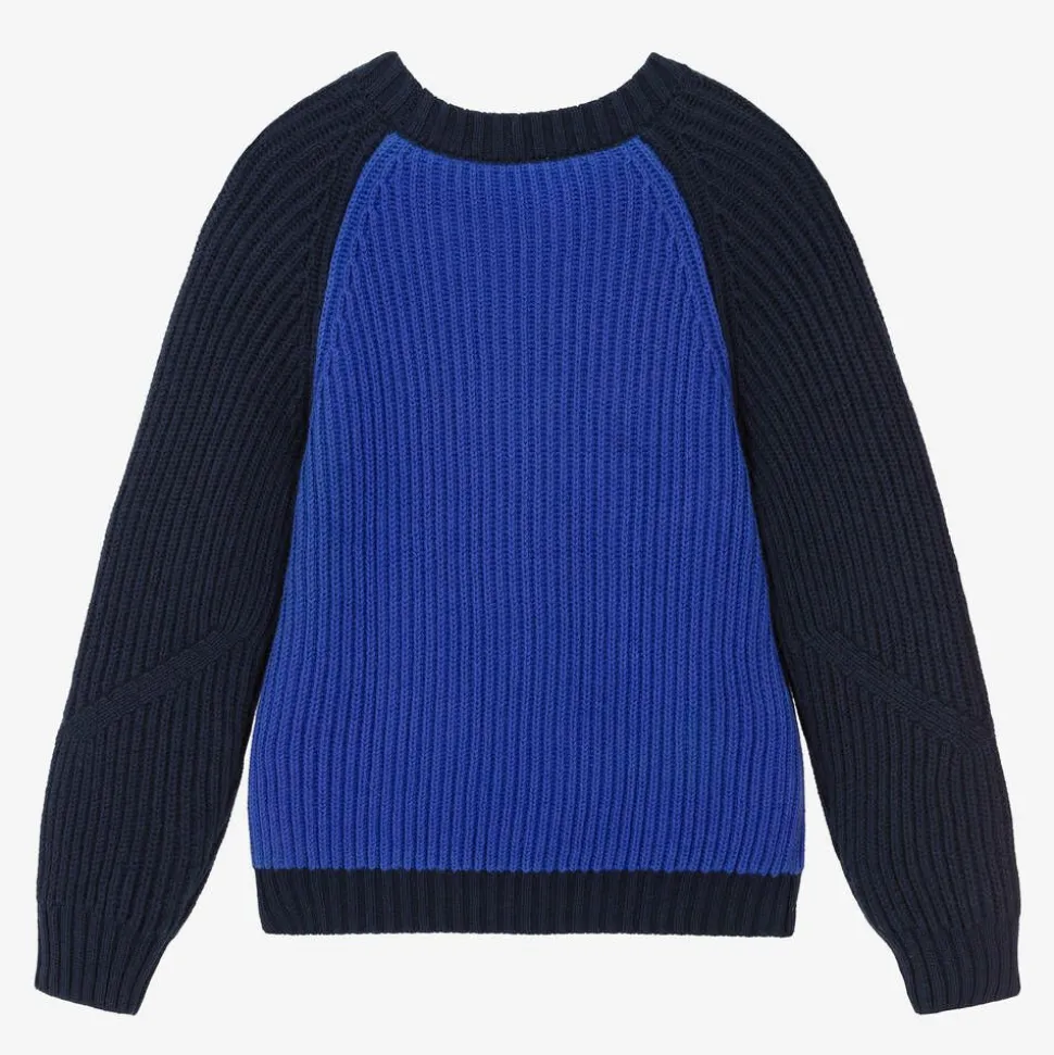 Blue Cotton Knit Sweater