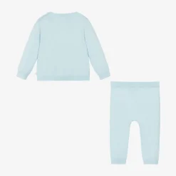Blue Cotton Knit Trouser Set