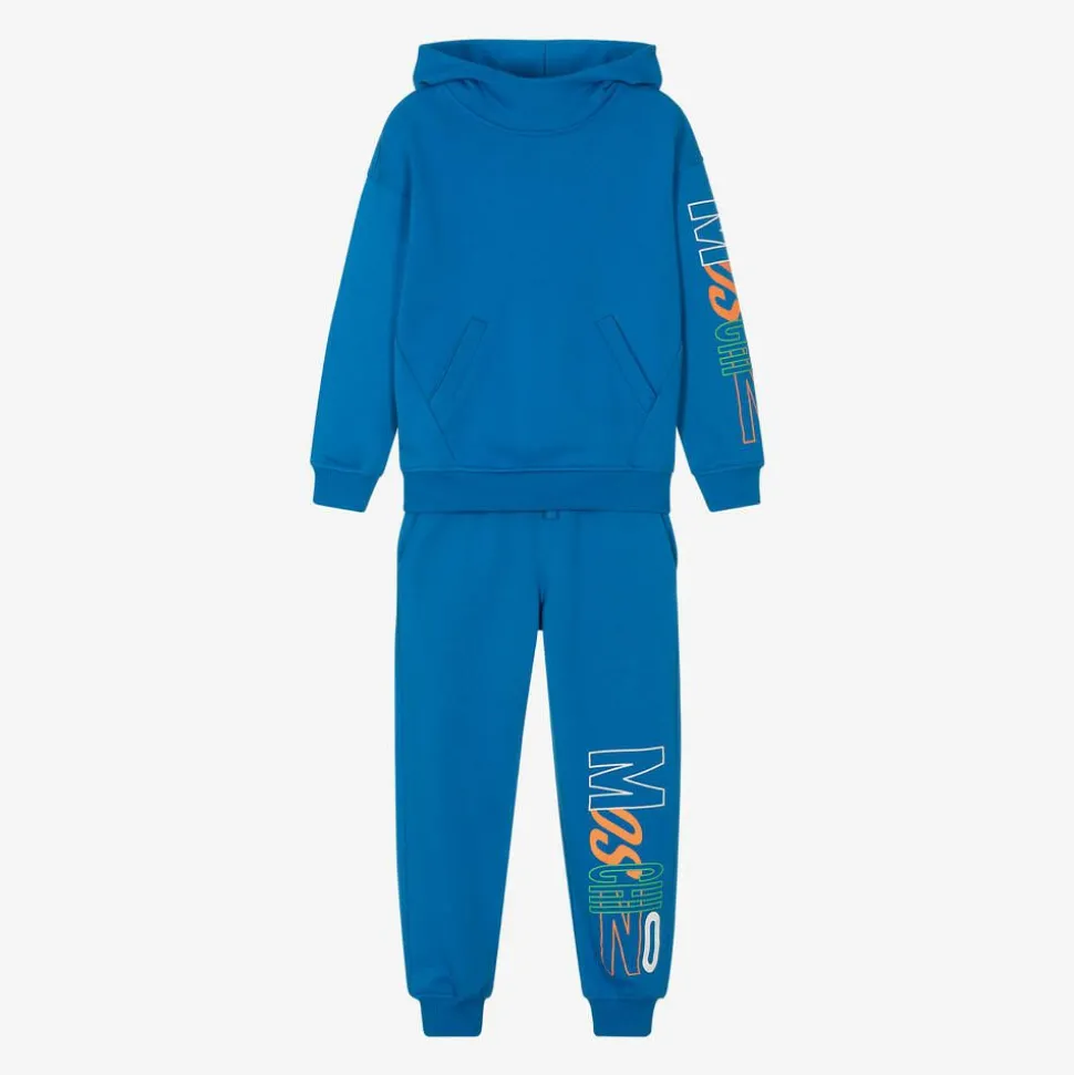 Blue Cotton Logo Print Tracksuit