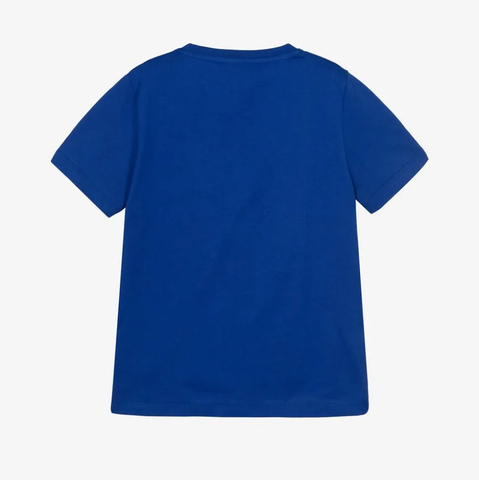 Blue Cotton Medusa Print T-Shirt