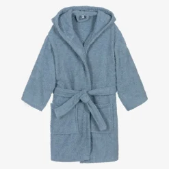 Blue Cotton Towelling Bathrobe
