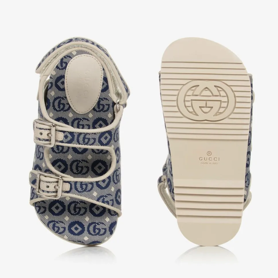 Blue Double G Canvas Sandals