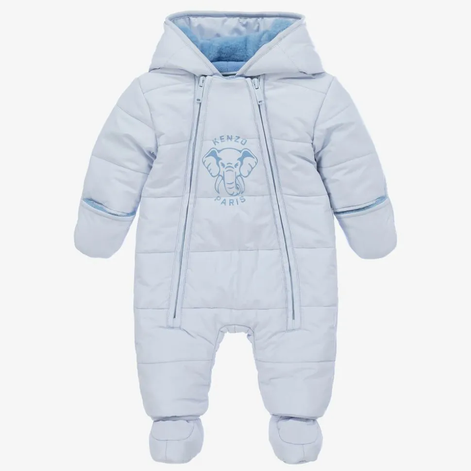 Blue Elephant Puffer Baby Snowsuit