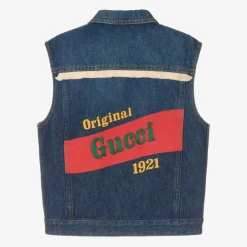 Blue Embroidered Logo Denim Gilet