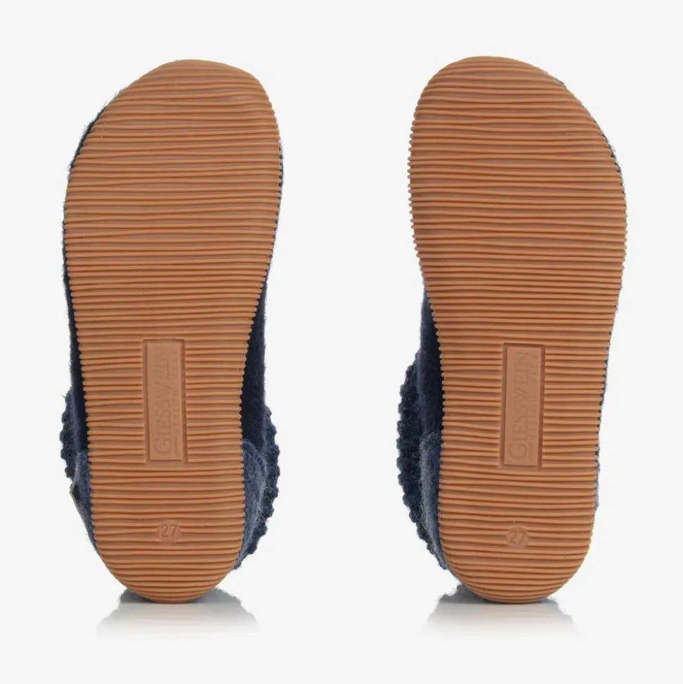 Blue Felted Wool Slippers