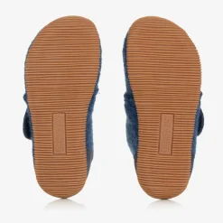 Blue Felted Wool Slippers