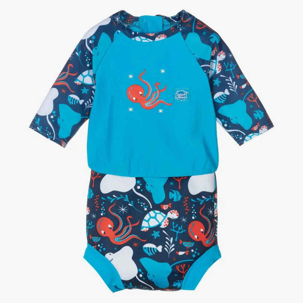 Blue Happy Nappy Baby Sun Suit (UPF50+)