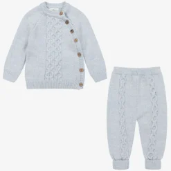 Blue Knitted Baby Trouser Set