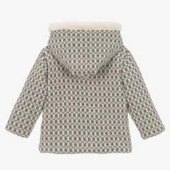 Blue Knitted Wool & Plush Coat