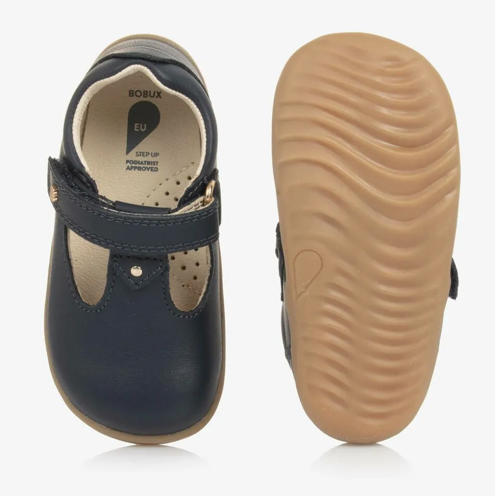 Blue Leather First Walker Shoes