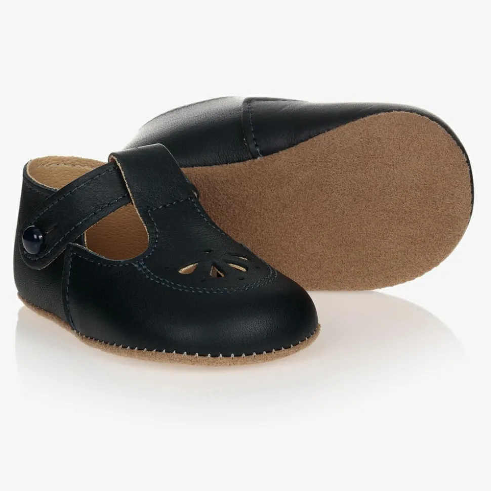 Blue Leather Pre-Walker Shoes