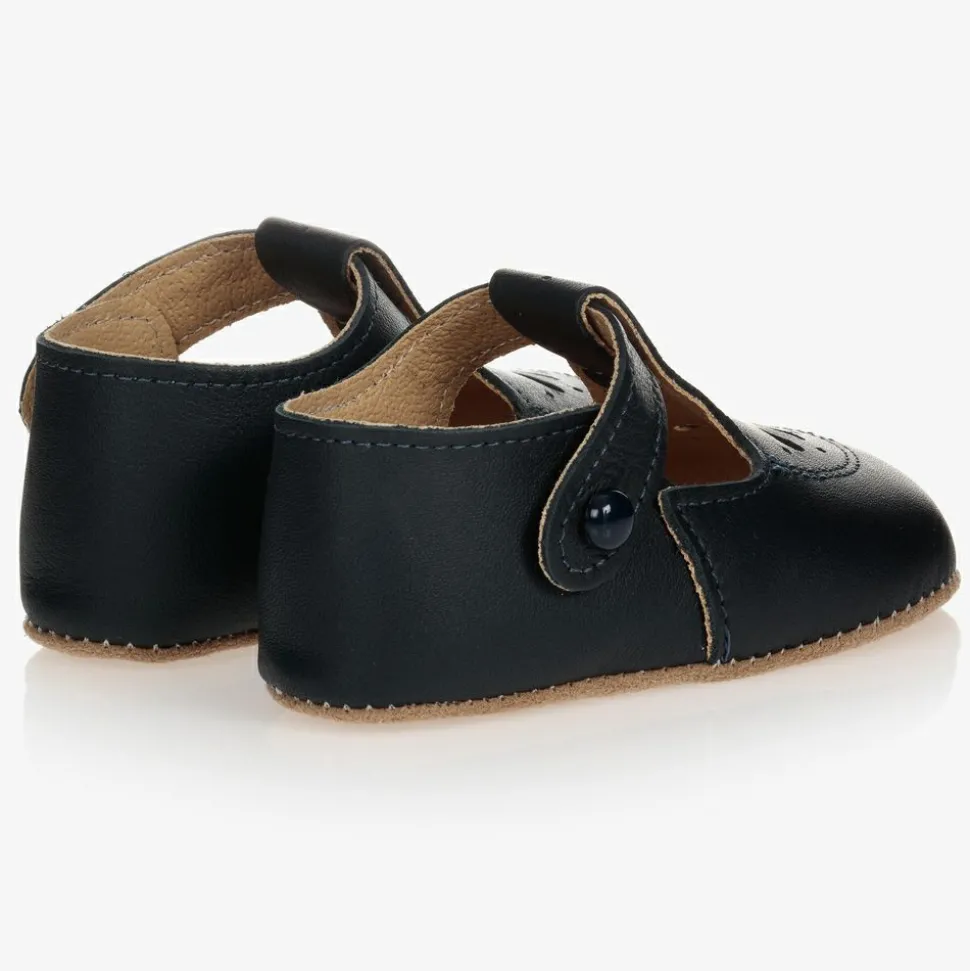 Blue Leather Pre-Walker Shoes