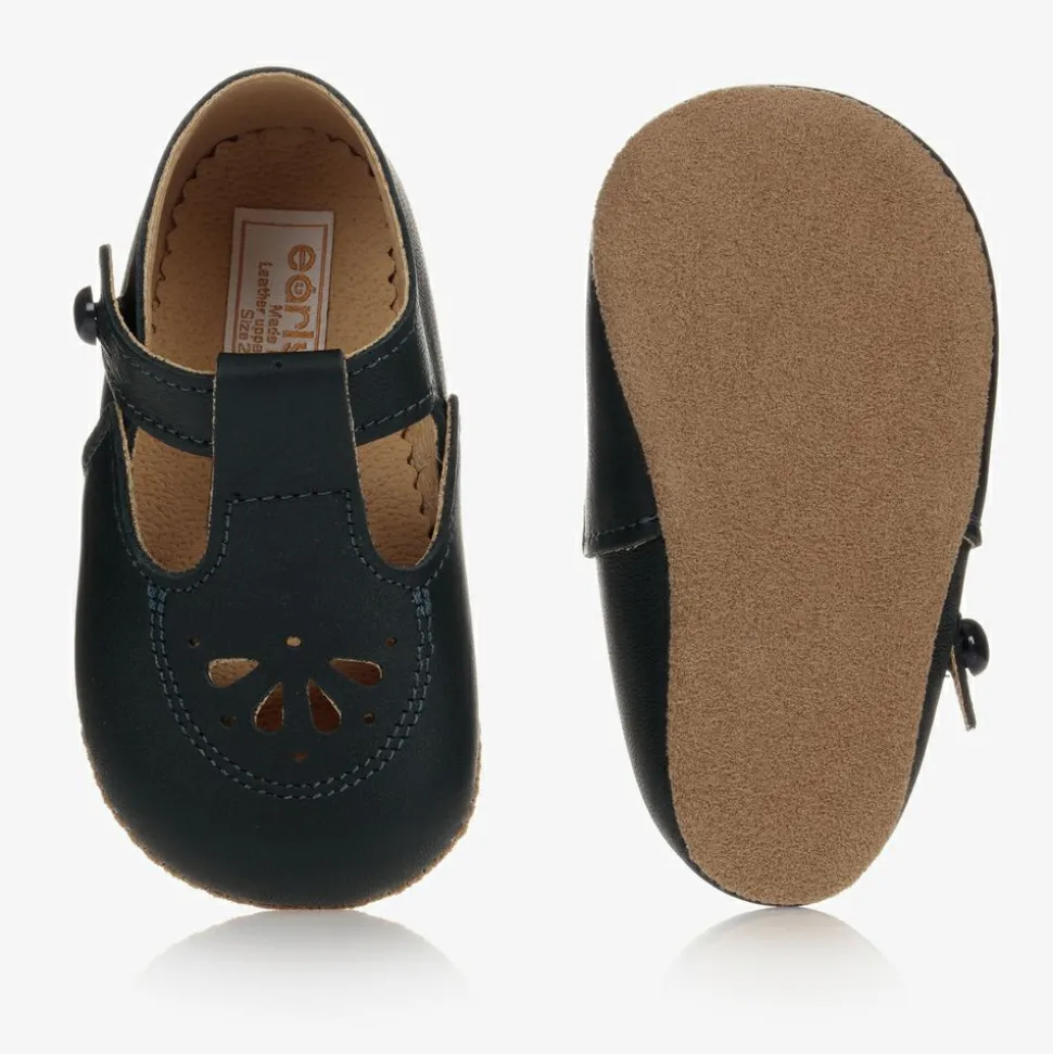 Blue Leather Pre-Walker Shoes