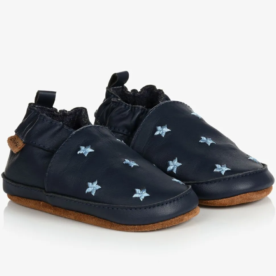 Blue Leather Stars Slippers