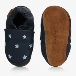 Blue Leather Stars Slippers