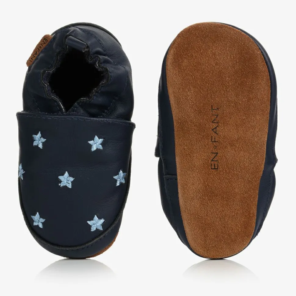 Blue Leather Stars Slippers