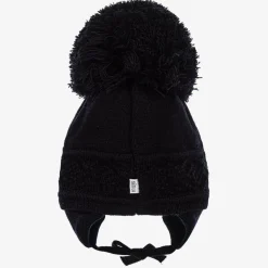 Blue Malva Knitted Giant Pom-Pom Beanie