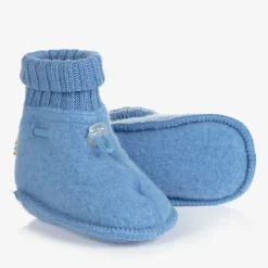 Blue Merino Wool Baby Booties