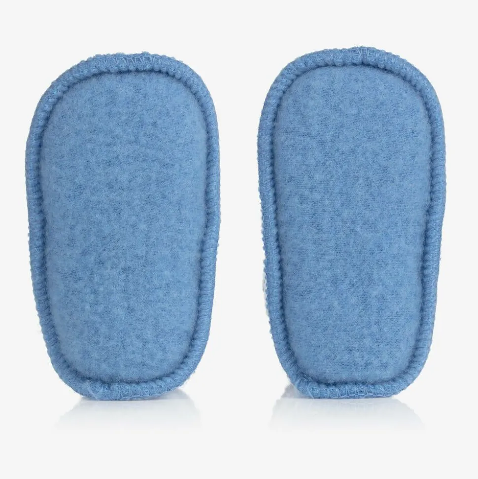 Blue Merino Wool Baby Booties